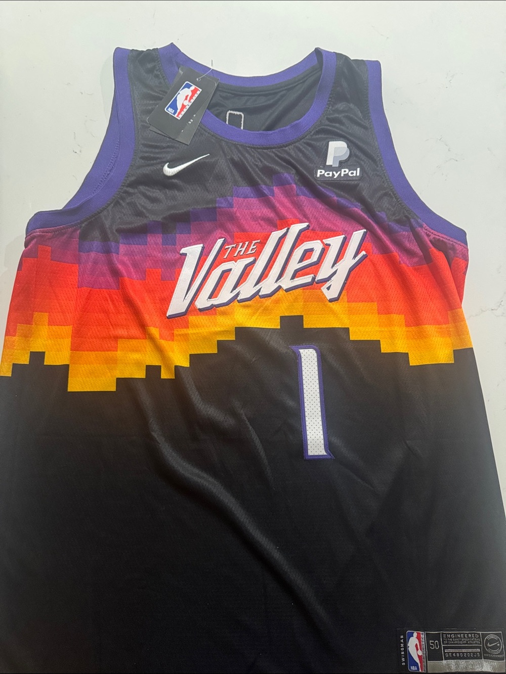 Devin Booker Nike The Valley NBA Jersey - Black, Purple, Orange, Yellow
